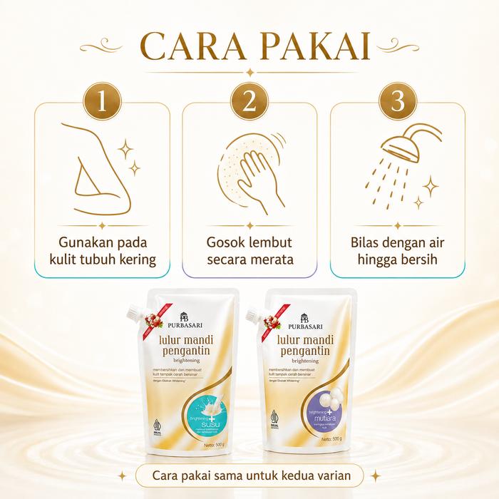 Purbasari Lulur Mandi Pengantin Brightening 500g - Lulur Body Scrub Susu & Mutiara
