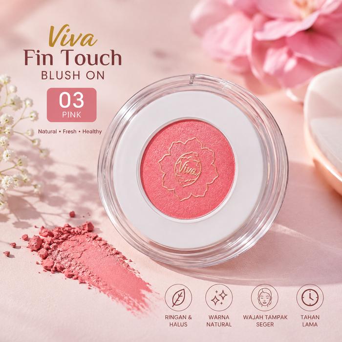 Viva Fin Touch Blush On 2g - Blush Wajah 03 Pink & 04 Peach Natural Finish