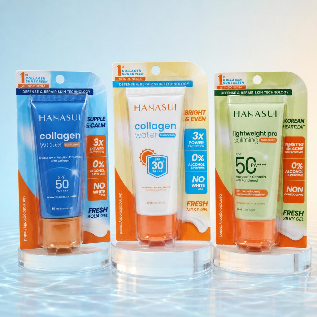 Hanasui Sunscreen 30ml SPF 30 & SPF 50 - Collagen Water & Lightweight Pro Calming