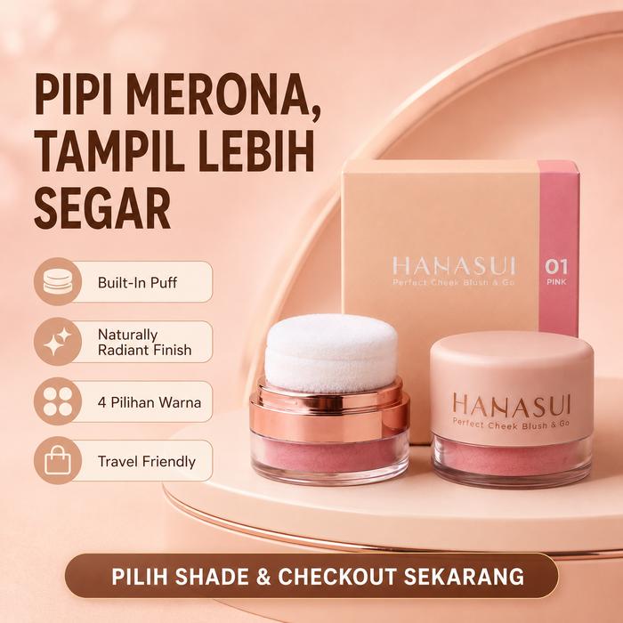 Hanasui Perfect Cheek Blush & Go - Blush Wajah 4 Pilihan Warna Natural