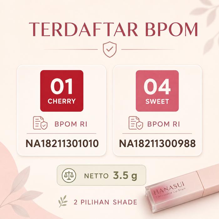 Hanasui Tintdorable Lip Stain 3.5g - Lip Tint 01 Cherry & 04 Sweet