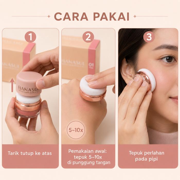 Hanasui Perfect Cheek Blush & Go - Blush Wajah 4 Pilihan Warna Natural