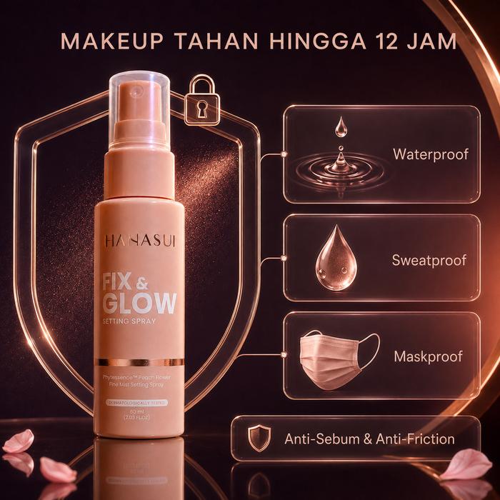 Hanasui Fix & Glow Setting Spray 60ml - Makeup Setting Spray untuk Tampilan Fresh & Tahan Lama