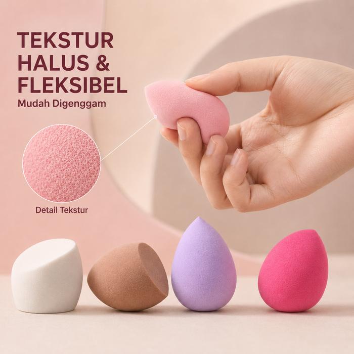 Makeup Sponge Set 5pcs - Beauty Blender Beragam Bentuk untuk Base Makeup