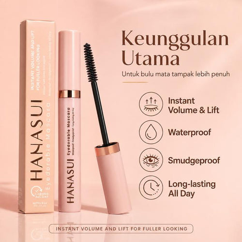 Hanasui Eyedorable Mascara Waterproof 8ml - Maskara Volume & Lift Smudgeproof