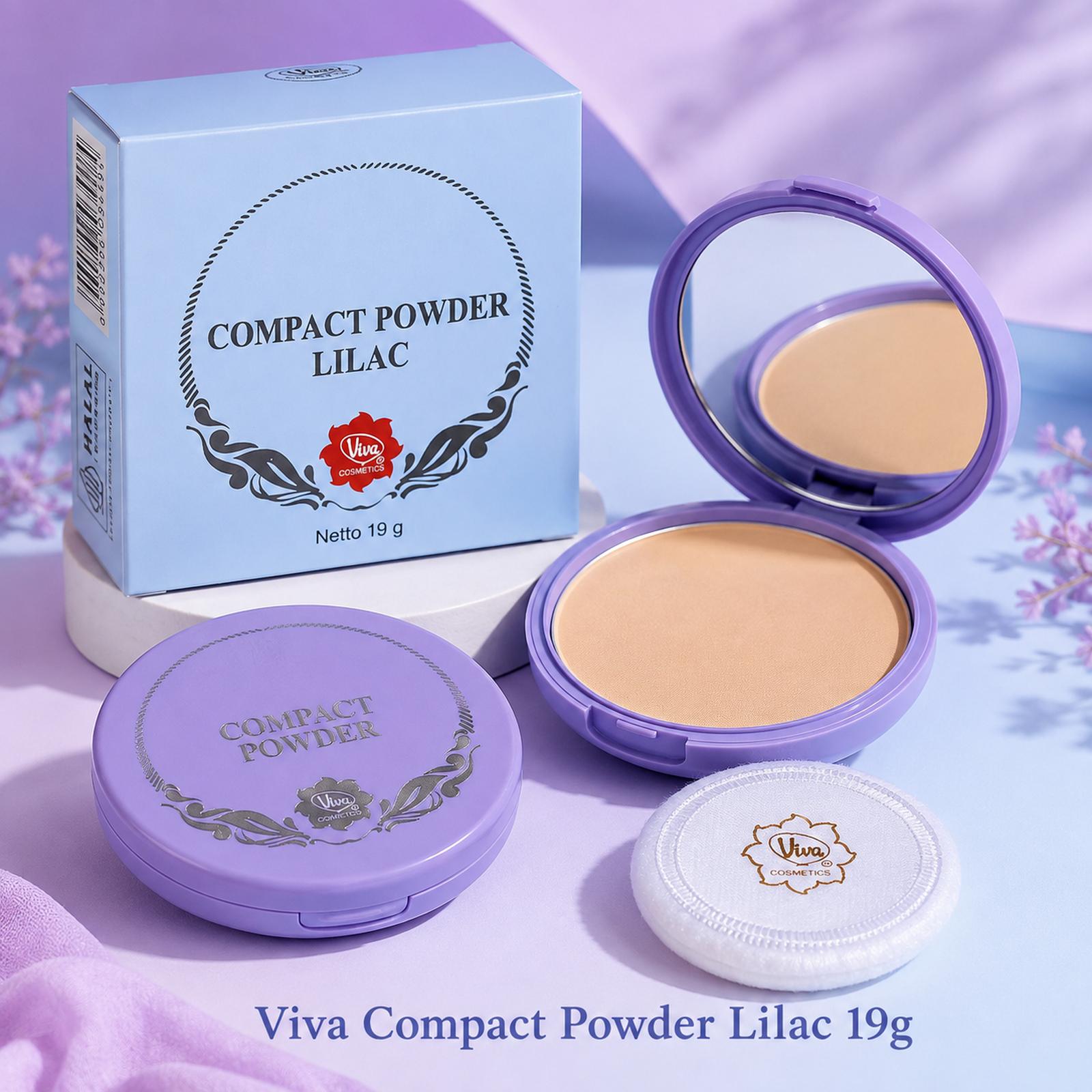 Viva Compact Powder Lilac 19g - Bedak Padat Wajah untuk Makeup Harian