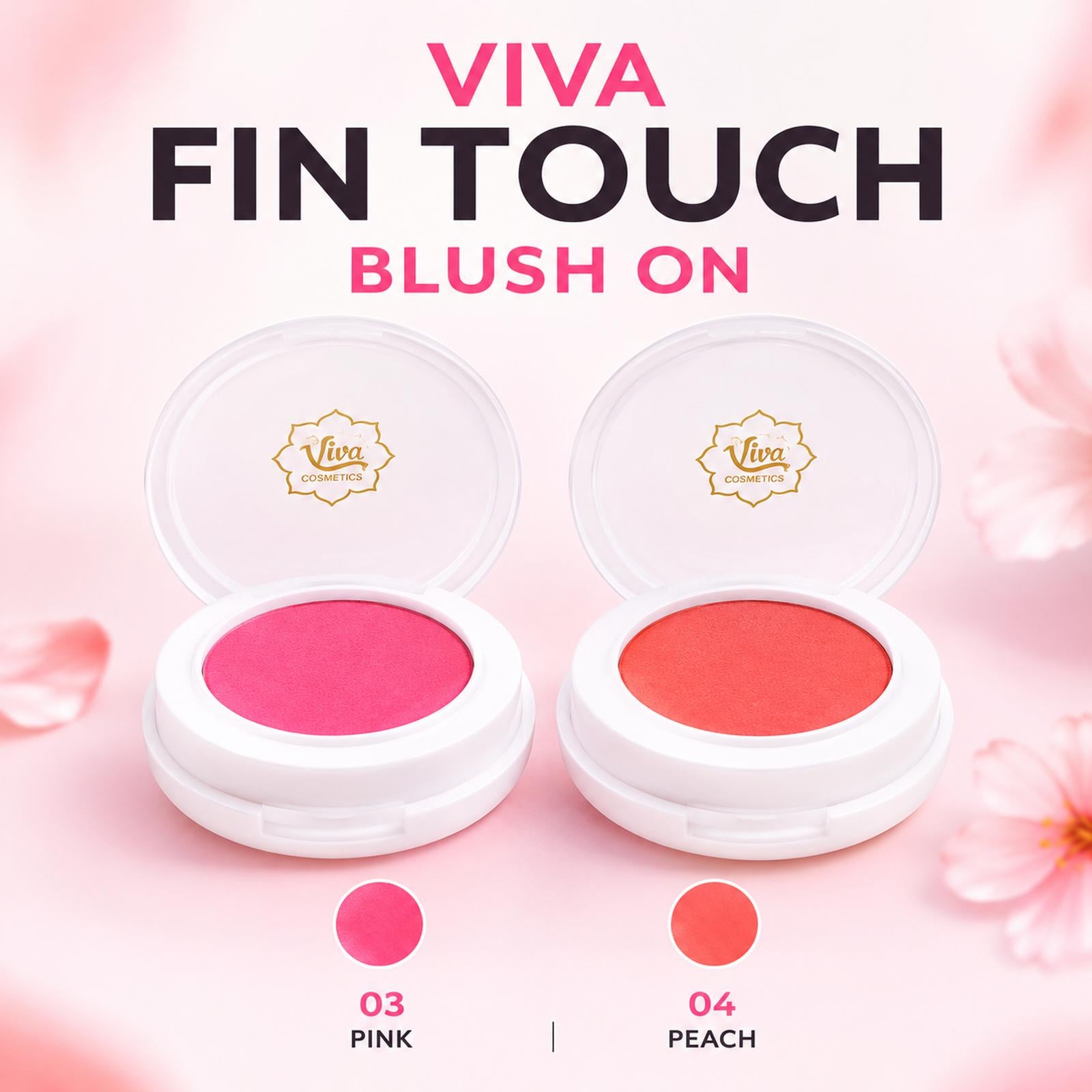 Viva Fin Touch Blush On 2g - Blush Wajah 03 Pink & 04 Peach Natural Finish