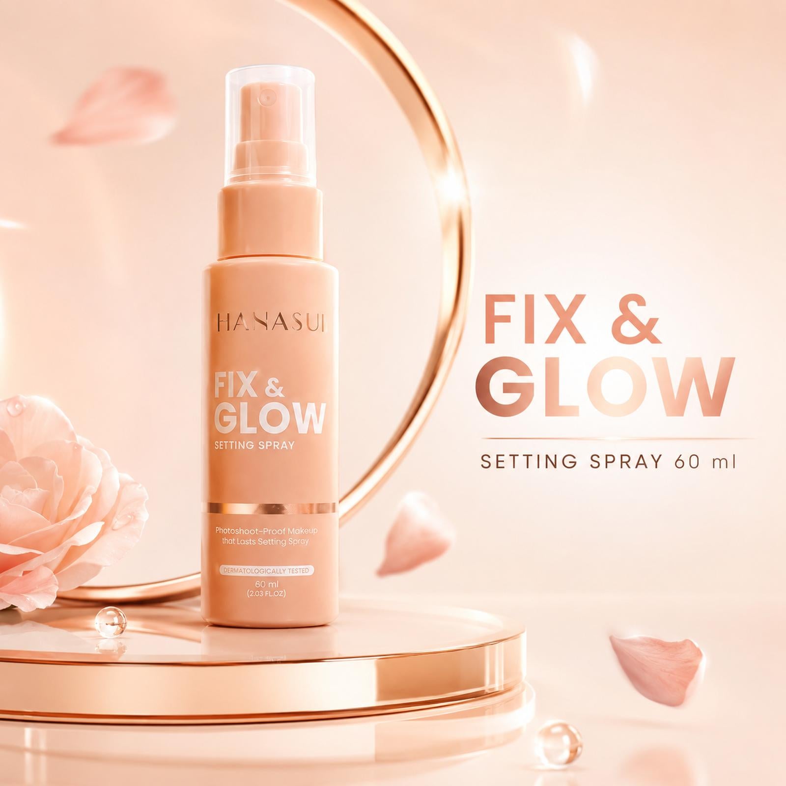 Hanasui Fix & Glow Setting Spray 60ml - Makeup Setting Spray untuk Tampilan Fresh & Tahan Lama