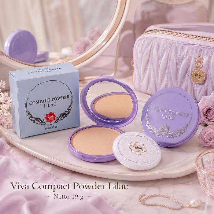 Viva Compact Powder Lilac 19g - Bedak Padat Wajah untuk Makeup Harian