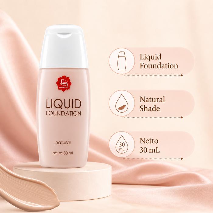Viva Liquid Foundation Natural 30ml - Foundation Cair Natural Finish untuk Makeup Harian