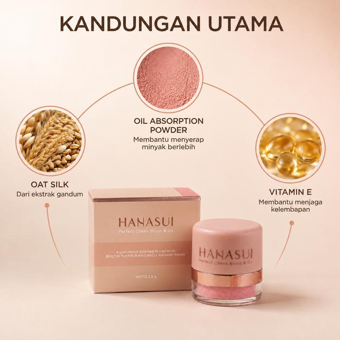 Hanasui Perfect Cheek Blush & Go - Blush Wajah 4 Pilihan Warna Natural