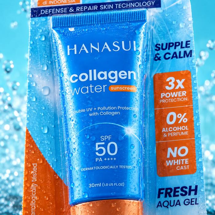 Hanasui Collagen Water Sunscreen SPF 50 PA++++ 30ml - Sunscreen Aqua Gel No White Cast