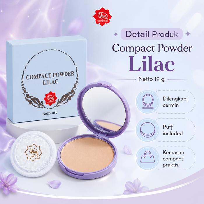 Viva Compact Powder Lilac 19g - Bedak Padat Wajah untuk Makeup Harian