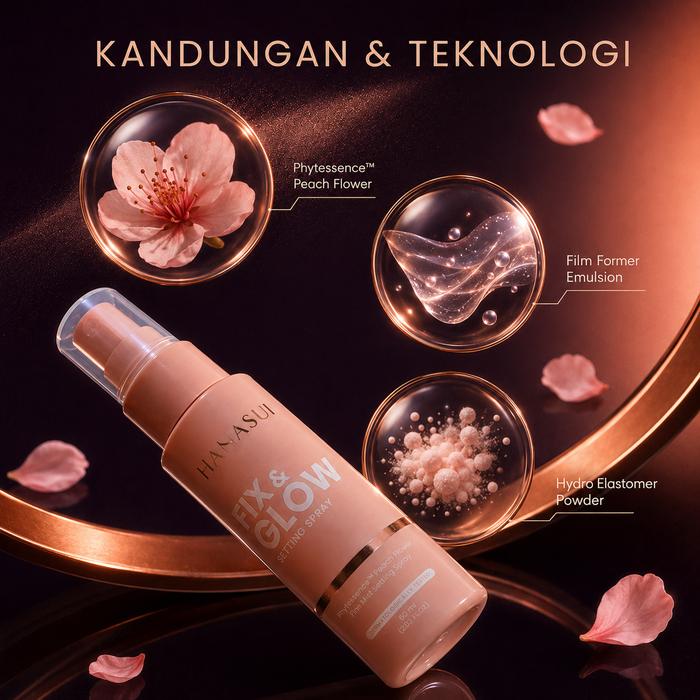 Hanasui Fix & Glow Setting Spray 60ml - Makeup Setting Spray untuk Tampilan Fresh & Tahan Lama