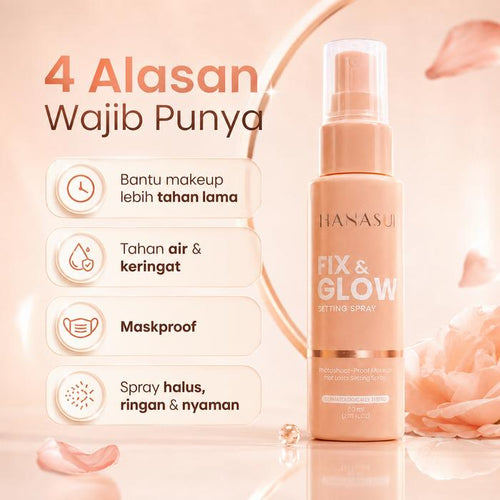 Hanasui Fix & Glow Setting Spray 60ml - Makeup Setting Spray untuk Tampilan Fresh & Tahan Lama