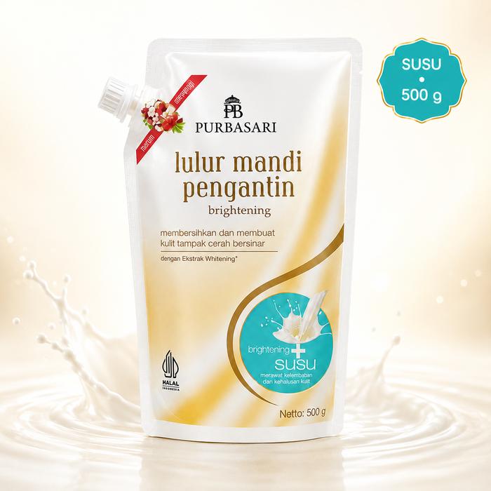 Purbasari Lulur Mandi Pengantin Brightening 500g - Lulur Body Scrub Susu & Mutiara