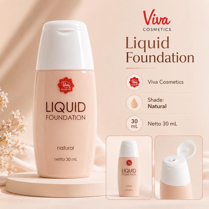 Viva Liquid Foundation Natural 30ml - Foundation Cair Natural Finish untuk Makeup Harian