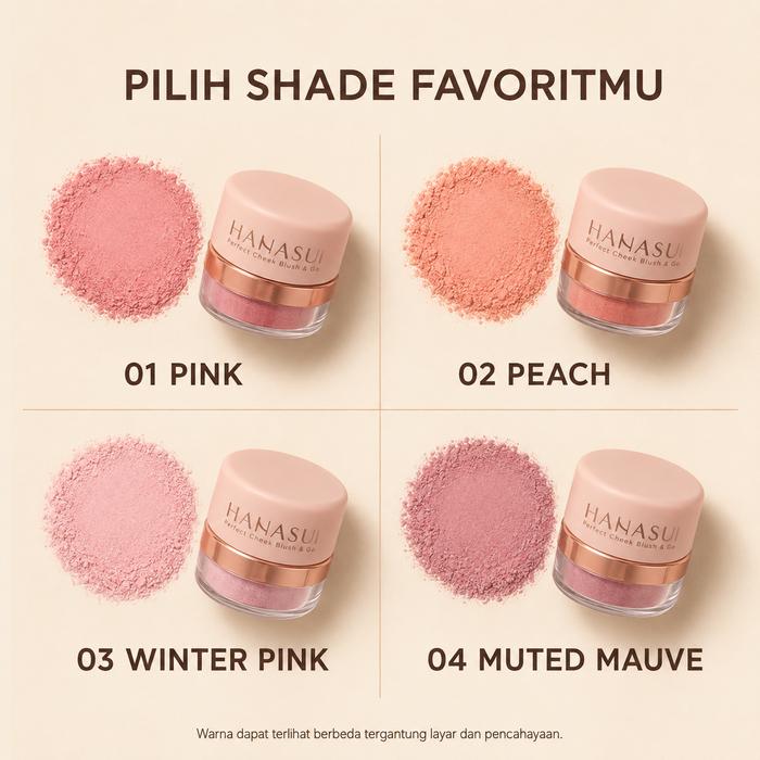 Hanasui Perfect Cheek Blush & Go - Blush Wajah 4 Pilihan Warna Natural