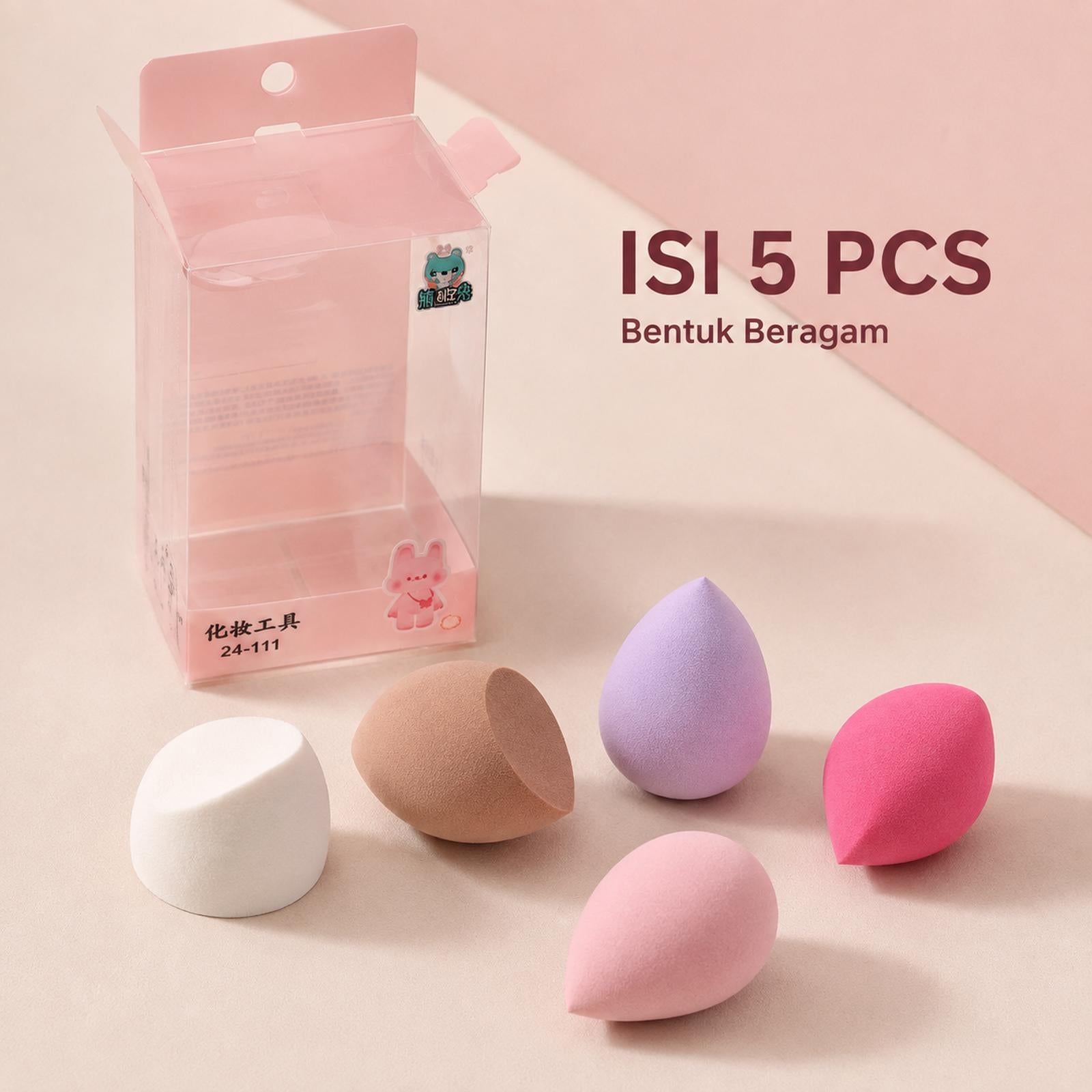 Makeup Sponge Set 5pcs - Beauty Blender Beragam Bentuk untuk Base Makeup