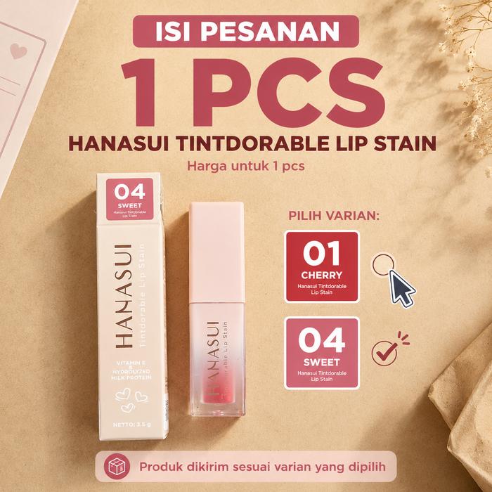 Hanasui Tintdorable Lip Stain 3.5g - Lip Tint 01 Cherry & 04 Sweet