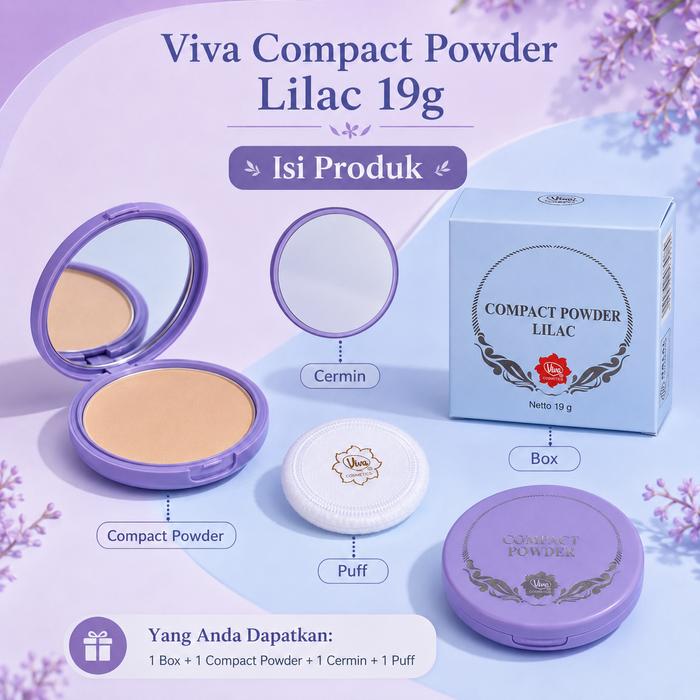 Viva Compact Powder Lilac 19g - Bedak Padat Wajah untuk Makeup Harian
