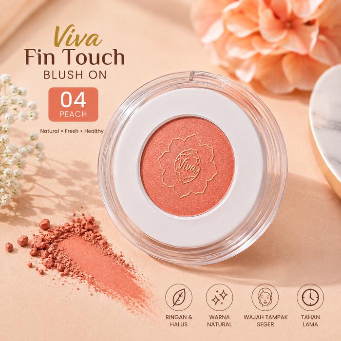 Viva Fin Touch Blush On 2g - Blush Wajah 03 Pink & 04 Peach Natural Finish