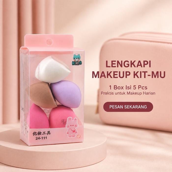 Makeup Sponge Set 5pcs - Beauty Blender Beragam Bentuk untuk Base Makeup