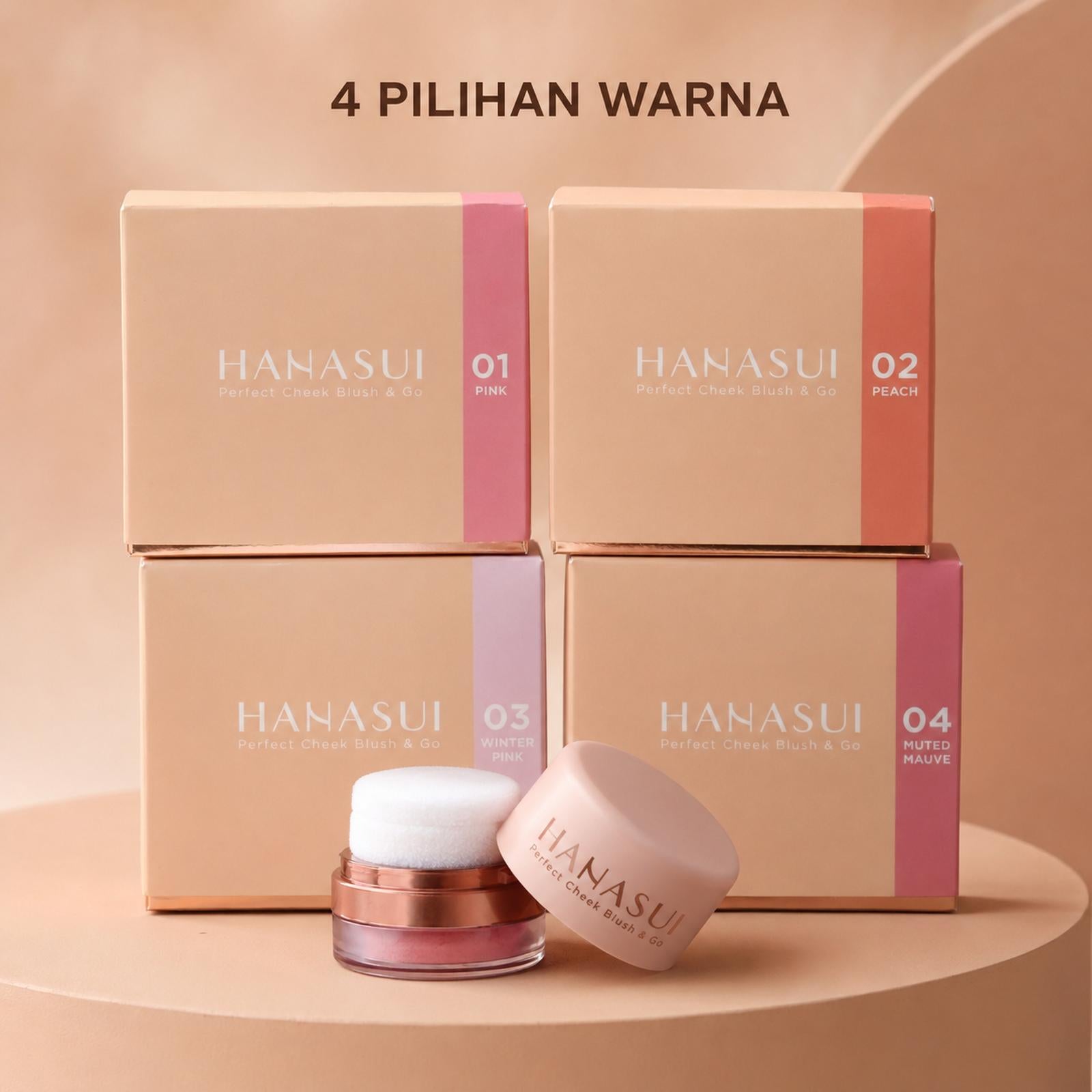 Hanasui Perfect Cheek Blush & Go - Blush Wajah 4 Pilihan Warna Natural